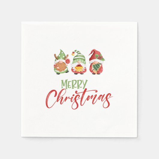 Serviette En Papier Gnome Joyeux Noël Napkin (Devant)