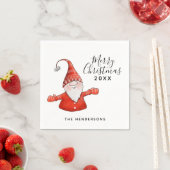 Serviette En Papier Gnome mignonne en rouge Joyeux Noël (En situation)