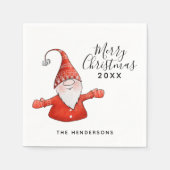 Serviette En Papier Gnome mignonne en rouge Joyeux Noël (Devant)