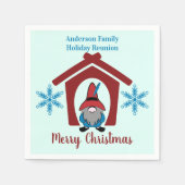 Serviette En Papier Gnome Noël Snowflakes Rouge Bleu personnalisé (Devant)