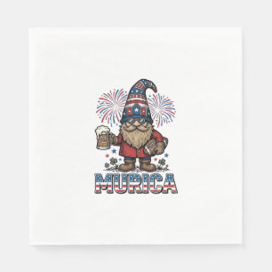 Serviette En Papier Gnome Patriotique Murica Design de Chemise Vintage