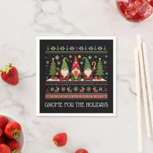 Serviette En Papier Gnome Pixelisé Coloré Drôle pour les Fêtes