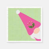 Serviette En Papier gnome rose noël vert checker fun festif (Devant)