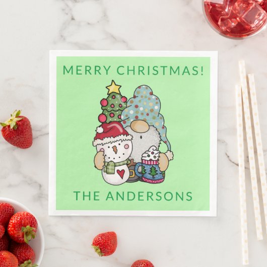 Serviette En Papier Gnome Snowman fête de Noël (En situation)