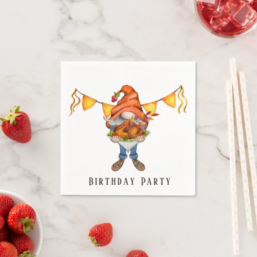 Serviette En Papier Gnome Thanksgiving Theme Anniversaire (En situation)