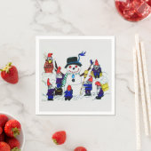 SERVIETTE EN PAPIER GNOMES CONSTRUIRE SNOWMAN (En situation)