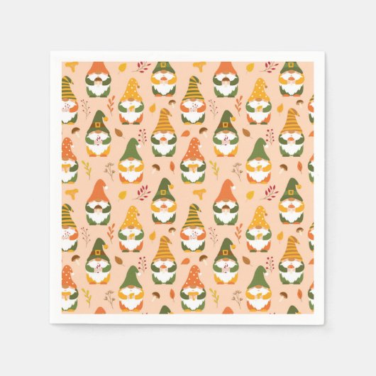 Serviette En Papier Gnomes d'automne dans le Motif forestier (Devant)