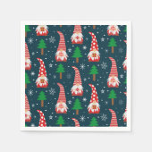 Serviette En Papier Gnomes de Noël mignons avec arbres et flocons de n (Devant)