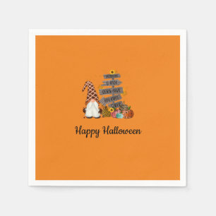 Serviette En Papier Gnomes d'Halloween, Orange, Halloween d'automne