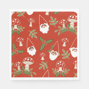 Serviette En Papier Gnomes et champignons en vacances Red Woodland