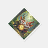 Serviette En Papier Gnomes Forestiers Avec Ancienne Horloge (Coin)