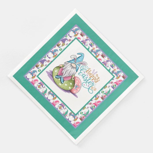 Serviette En Papier Gnomes lapins de Pâques (Coin)