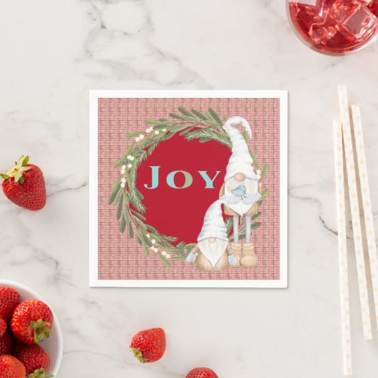 Serviette En Papier Gnomes mignons Joie Noël (En situation)