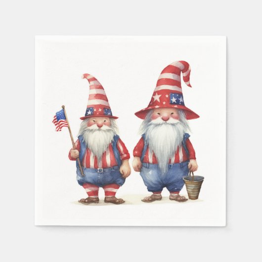 Serviette En Papier Gnomes patriotiques américains (Devant)