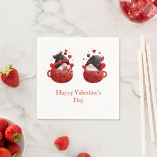 Serviette En Papier Gnomes Saint-Valentin Je t'aime Personnalisé