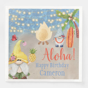 Serviette En Papier Gnomes Tropicaux Mignons à la Fête de Luau sur la
