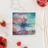 SERVIETTE EN PAPIER GNOMON ET DAME DU LAC (En situation)