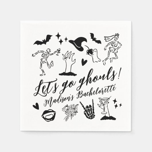 Serviette En Papier Go Ghouls Éffrayant Whimsical Bachelorette (Devant)