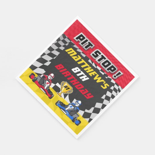 Serviette En Papier Go Kart À damiers Drapeau Anniversaire (Coin)