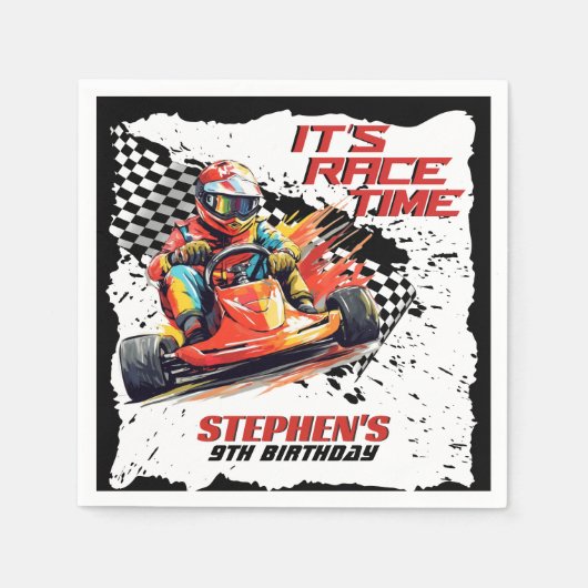 Serviette En Papier Go Kart Racing fête d'anniversaire (Devant)