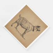Serviette En Papier Goat with Bell Illustration Antique Aged Brown (Coin)