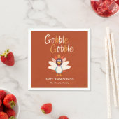 Serviette En Papier Gobble Gobble Thanksgiving Party Napkins (En situation)