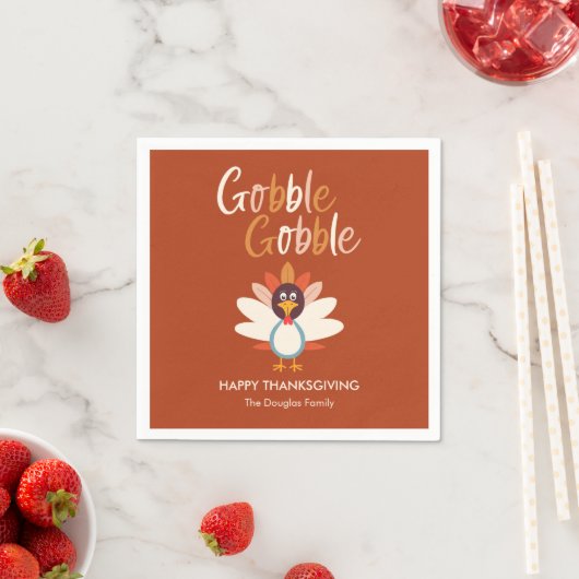 Serviette En Papier Gobble Gobble Thanksgiving Party Napkins (En situation)