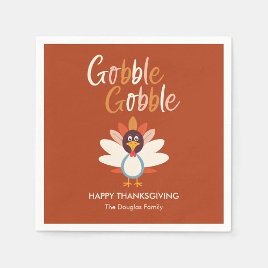 Serviette En Papier Gobble Gobble Thanksgiving Party Napkins (Devant)