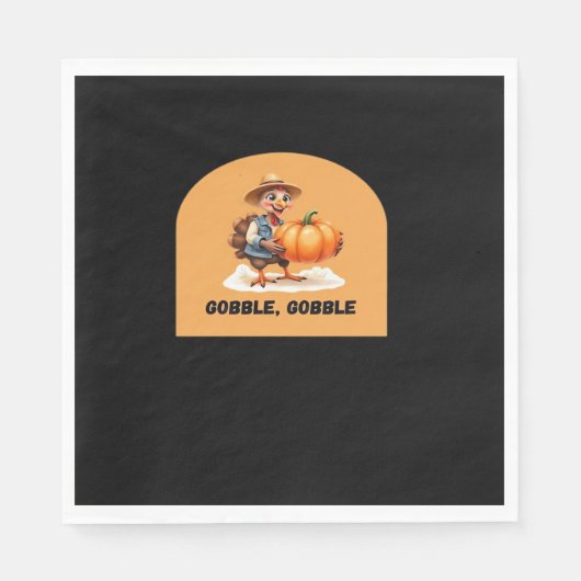 Serviette En Papier Gobble, Gobble Thanksgiving Turquie avec Cl Citrou (Devant)
