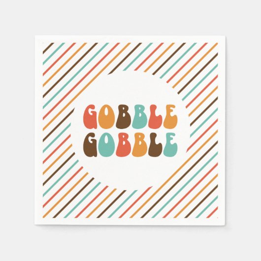 Serviette En Papier Gobble rétro Thanksgiving (Devant)