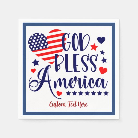 Serviette En Papier God Bless America Citation American Heart Flag (Devant)
