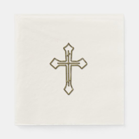 Serviette En Papier Gold 3D Look Cross Outline (Devant)
