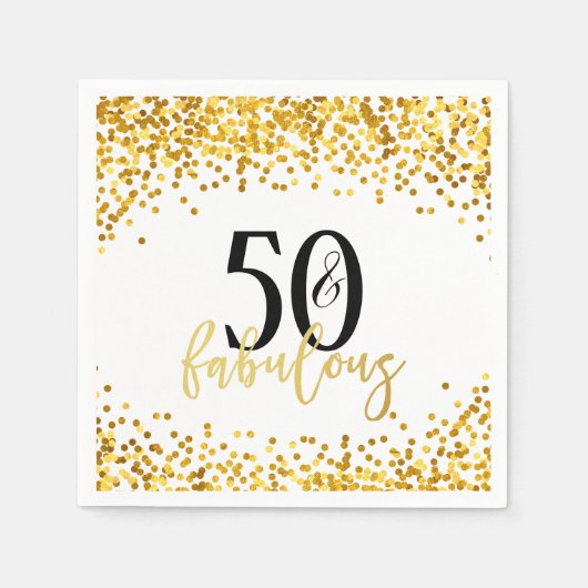 Serviette En Papier Gold 50 et fabuleux serviettes de fête d'anniversa (Devant)