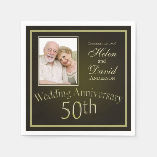 Serviette En Papier Gold 50th Wedding Anniversary (Devant)