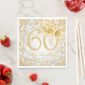 Serviette En Papier Gold 60e anniversaire Floral Silver Lumières (En situation)