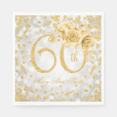 Serviette En Papier Gold 60e anniversaire Floral Silver Lumières (Devant)