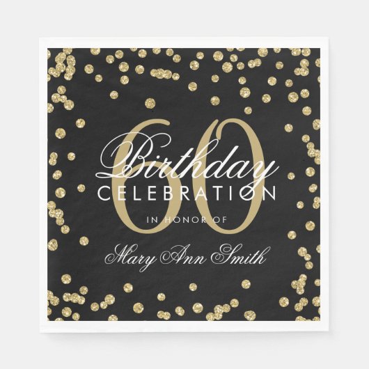 Serviette En Papier Gold 60e anniversaire Parties scintillant Confetti (Devant)