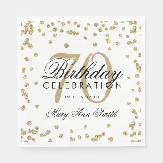 Serviette En Papier Gold 70e anniversaire Parties scintillant Confetti (Devant)