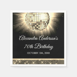 Serviette En Papier Gold 70th Birthday Party 70's Disco Ball