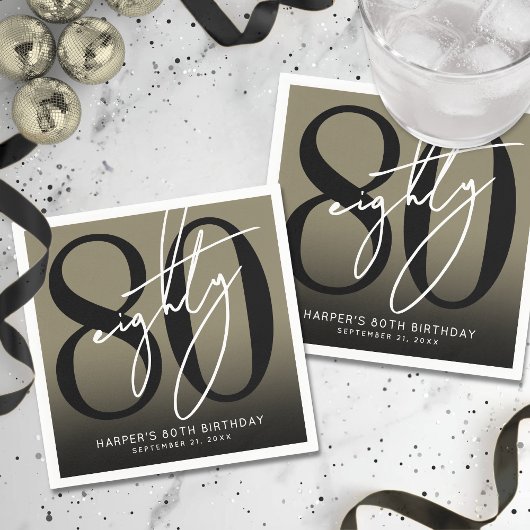 Serviette En Papier Gold 80th Birthday Party
