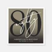 Serviette En Papier Gold 80th Birthday Party (Devant)