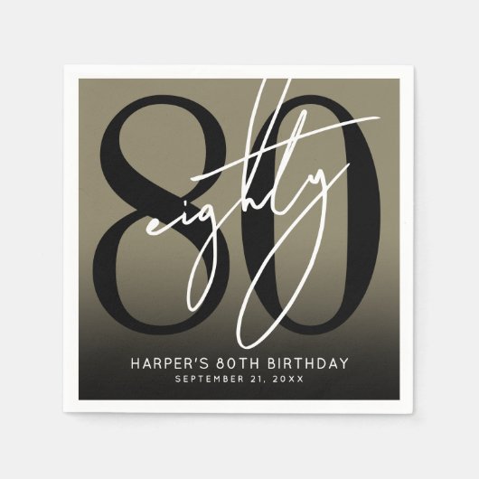 Serviette En Papier Gold 80th Birthday Party (Devant)