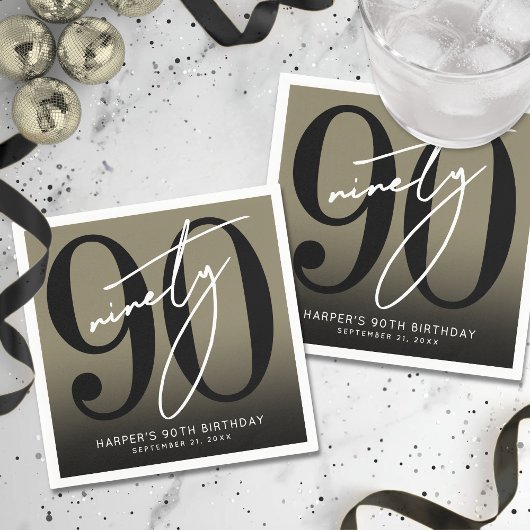 Serviette En Papier Gold 90th Birthday Party