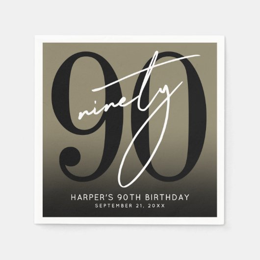 Serviette En Papier Gold 90th Birthday Party (Devant)