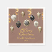 Serviette En Papier Gold and Black Christmas Baubles (Devant)