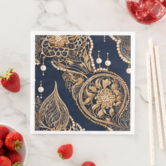 Serviette En Papier Gold and dark blue AI art (En situation)