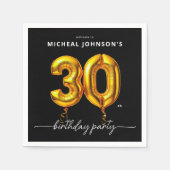 Serviette En Papier Gold Balloon Black 30th Birthday Party (Devant)