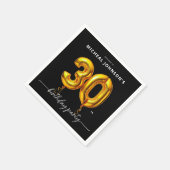 Serviette En Papier Gold Balloon Black 30th Birthday Party (Coin)