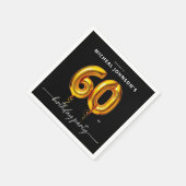 Serviette En Papier Gold Balloon Black 60e fête d'anniversaire (Coin)