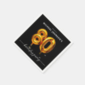 Serviette En Papier Gold Balloon Black 80e fête d'anniversaire (Coin)